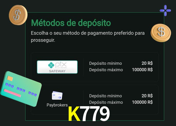O cassino K779 oferece uma grande variedade de métodos de pagamento